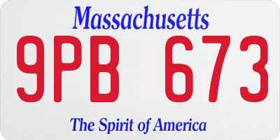 MA license plate 9PB673