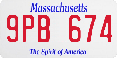 MA license plate 9PB674