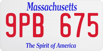 MA license plate 9PB675