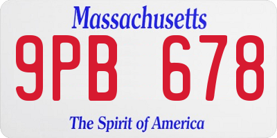 MA license plate 9PB678