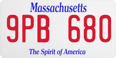 MA license plate 9PB680