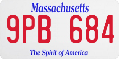MA license plate 9PB684