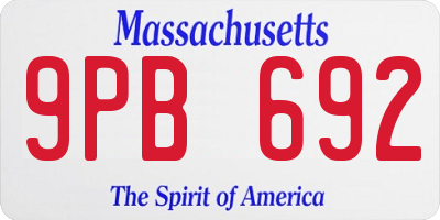 MA license plate 9PB692