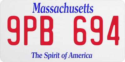 MA license plate 9PB694