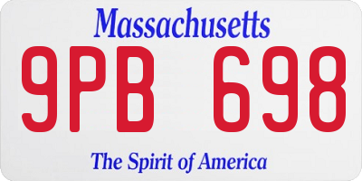 MA license plate 9PB698