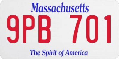 MA license plate 9PB701