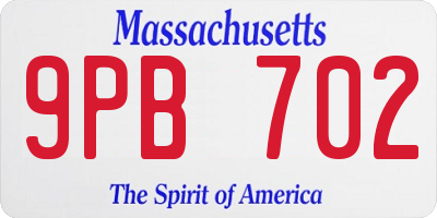 MA license plate 9PB702