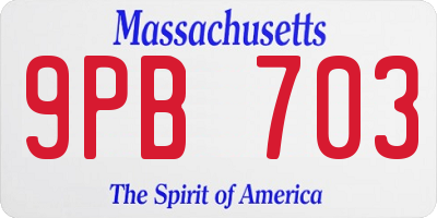 MA license plate 9PB703