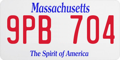 MA license plate 9PB704