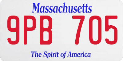 MA license plate 9PB705