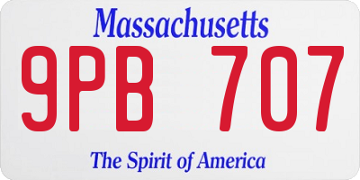 MA license plate 9PB707