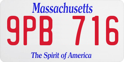 MA license plate 9PB716