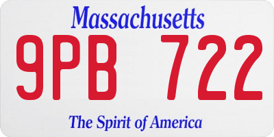 MA license plate 9PB722