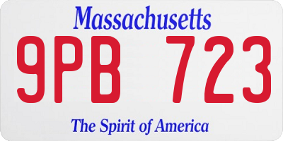 MA license plate 9PB723