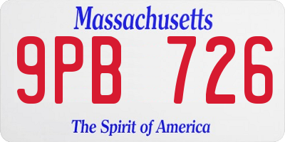 MA license plate 9PB726