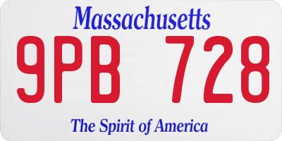 MA license plate 9PB728