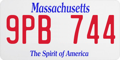 MA license plate 9PB744