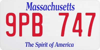 MA license plate 9PB747