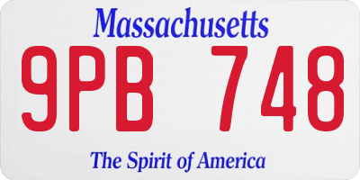 MA license plate 9PB748