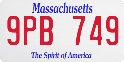 MA license plate 9PB749