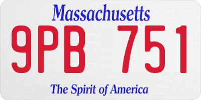 MA license plate 9PB751