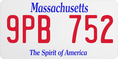 MA license plate 9PB752