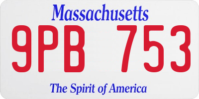 MA license plate 9PB753