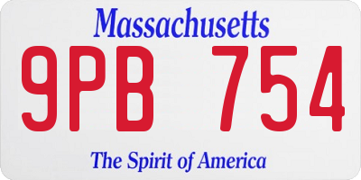 MA license plate 9PB754