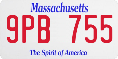 MA license plate 9PB755