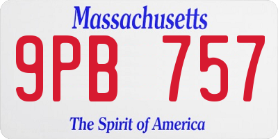 MA license plate 9PB757