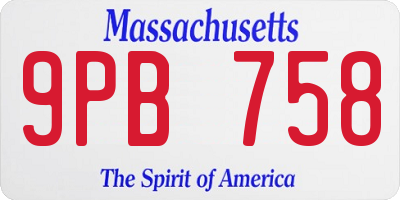 MA license plate 9PB758