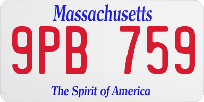 MA license plate 9PB759