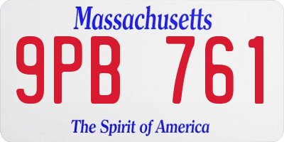 MA license plate 9PB761