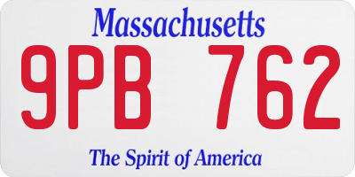 MA license plate 9PB762