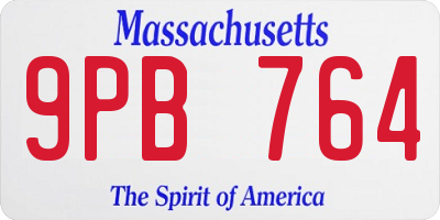 MA license plate 9PB764