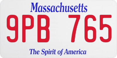 MA license plate 9PB765