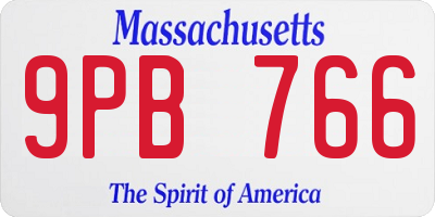 MA license plate 9PB766