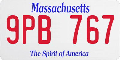 MA license plate 9PB767