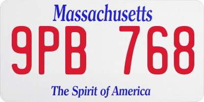 MA license plate 9PB768