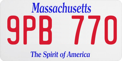 MA license plate 9PB770
