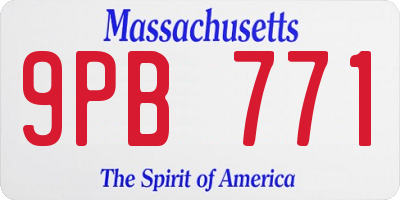 MA license plate 9PB771