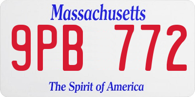 MA license plate 9PB772