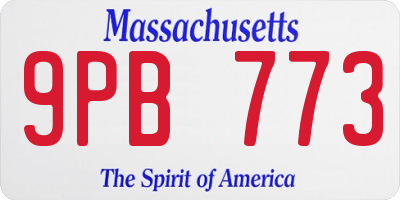 MA license plate 9PB773