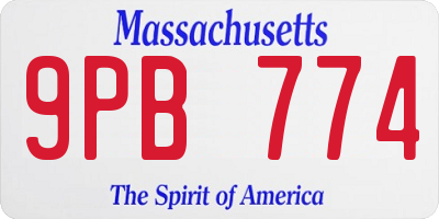 MA license plate 9PB774