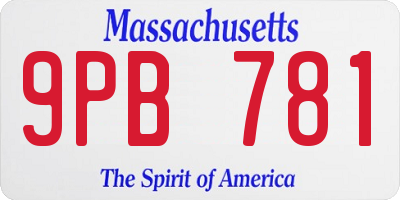 MA license plate 9PB781