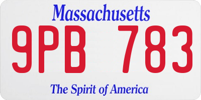 MA license plate 9PB783