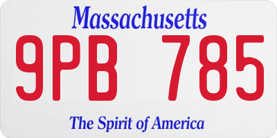 MA license plate 9PB785