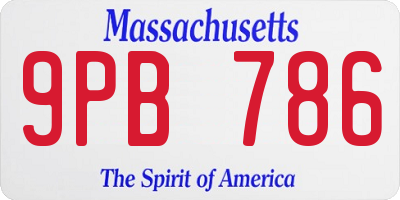 MA license plate 9PB786
