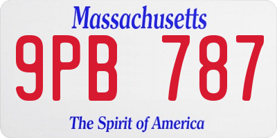 MA license plate 9PB787