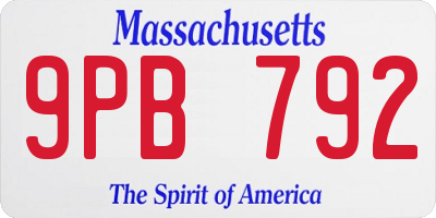 MA license plate 9PB792